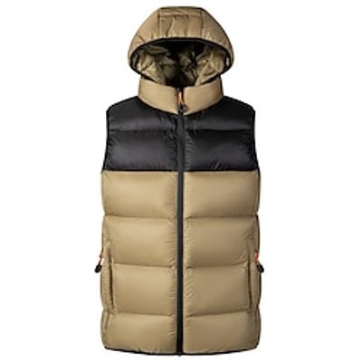 Men's Puffer Vest Quilted Vest Outdoor Daily Wear Vacation Going out Fashion Basic Fall  Winter Zipper Pocket Polyester Warm Color Block Zipper Hooded Regular Fit Black Green Khaki Dark Blue Vest Lightinthebox
