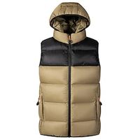 Men's Puffer Vest Quilted Vest Outdoor Daily Wear Vacation Going out Fashion Basic Fall  Winter Zipper Pocket Polyester Warm Color Block Zipper Hooded Regular Fit Black Green Khaki Dark Blue Vest Lightinthebox - thumbnail