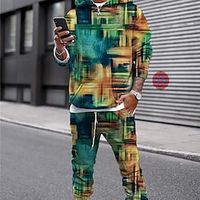 Men's Tracksuit Hoodies Set Graphic Patterned Gradient 2 Piece Print Sports  Outdoor Casual Sports 3D Print Sportswear Basic Essential Hoodies Sweatshirts  Green Blue Royal Blue miniinthebox - thumbnail