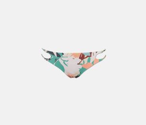 Womens Atlas Cut Out Bikini Bottom  Peach/Green Combo