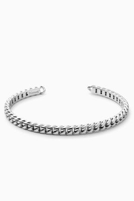 Cuban Cuff Bracelet in Sterling Silver