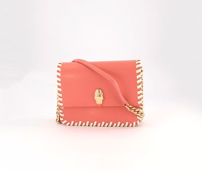 Womens Milano Cross Body Bag 19 L x 14 H x 6 W cm  Coral/White