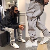 Men's Trousers Track Pants Jogging Pants Outdoor Athleisure Daily Sports Soft Comfortable Pocket Drawstring Elastic Waist Plain Full Length Fashion Casual Activewear Black Light Grey Micro-elastic Lightinthebox - thumbnail