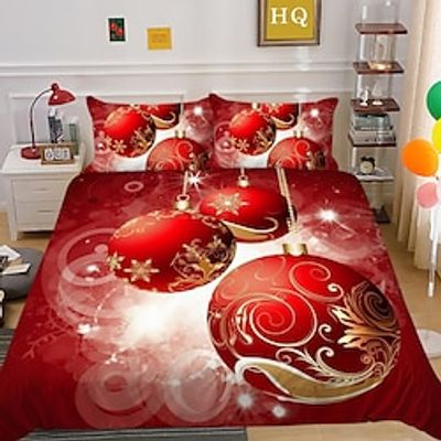Christmas Xmas Santa Claus Bedding Set Duvet Cover Set, 5 Pieces Comforter Cover With Zipper Closure Soft Microfiber Festival Bedding Gifts Christmas Decoration For Home miniinthebox