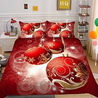 Christmas Xmas Santa Claus Bedding Set Duvet Cover Set, 5 Pieces Comforter Cover With Zipper Closure Soft Microfiber Festival Bedding Gifts Christmas Decoration For Home miniinthebox - thumbnail