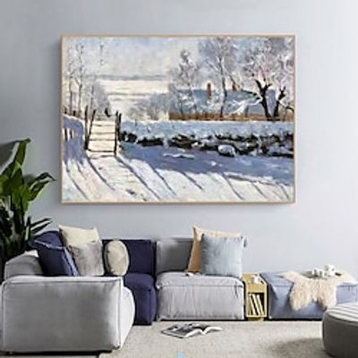 Claude Monet - The Magpie Reproduction Handpainted Famous Luxury Canvas Wall Art Gift Wall Art Winter Landscape Painting Home Decor No Frame Lightinthebox