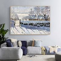 Claude Monet - The Magpie Reproduction Handpainted Famous Luxury Canvas Wall Art Gift Wall Art Winter Landscape Painting Home Decor No Frame Lightinthebox - thumbnail