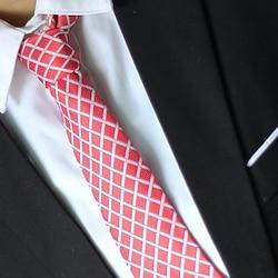 1Pc Man Necktie Pink Grid Width 8cm Bridegroom Groomsman Tie Business Manager Tie Lightinthebox