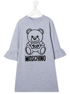 Moschino Kids flocked logo T-shirt dress - Grey