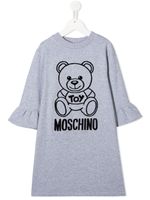 Moschino Kids flocked logo T-shirt dress - Grey