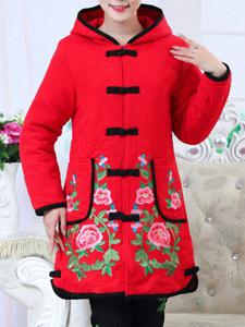 Folk Style Embroidery Hooded Coat