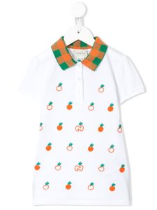 Gucci Kids apple embroidered polo dress - White