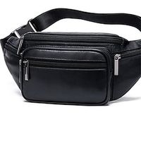 Men's Fanny Pack Sling Shoulder Bag Nappa Leather Sheepskin Zipper Daily White Black Lightinthebox - thumbnail