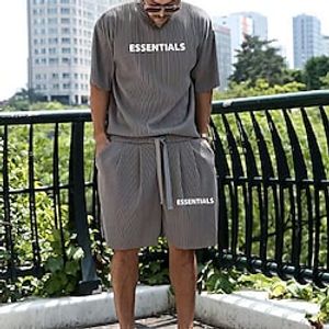 Men's T-shirt Suits Tracksuit Tennis Shirt Shorts and T Shirt Set Graphic Letter Crew Neck Daily Wear Vacation Short Sleeves 2 Piece Print Clothing Apparel Fashion Casual Gymnatics Lightinthebox