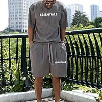 Men's T-shirt Suits Tracksuit Tennis Shirt Shorts and T Shirt Set Graphic Letter Crew Neck Daily Wear Vacation Short Sleeves 2 Piece Print Clothing Apparel Fashion Casual Gymnatics Lightinthebox - thumbnail