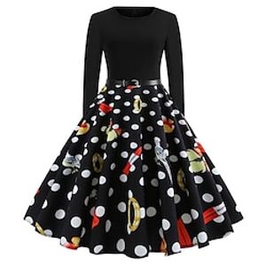 Santa Claus Christmas Dress Fancy Christmas Dress Women's 1950s Christmas Christmas New Year Christmas Eve Adults' Party Christmas New Year Eve Polyester Dress miniinthebox