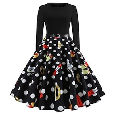 Santa Claus Christmas Dress Fancy Christmas Dress Women's 1950s Christmas Christmas New Year Christmas Eve Adults' Party Christmas New Year Eve Polyester Dress miniinthebox