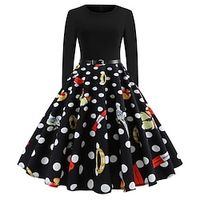 Santa Claus Christmas Dress Fancy Christmas Dress Women's 1950s Christmas Christmas New Year Christmas Eve Adults' Party Christmas New Year Eve Polyester Dress miniinthebox - thumbnail