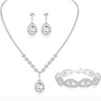 Bridesmaid Ball Clothing Water Diamond Jewelry Set Bridal Wedding Metal Zircon Water Drop Wave Necklace Earrings Bracelet Lightinthebox - thumbnail