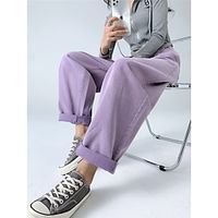 Women's Jeans Wide Leg Full Length Fashion Streetwear Street Daily Black Pink M L Fall Winter Lightinthebox - thumbnail