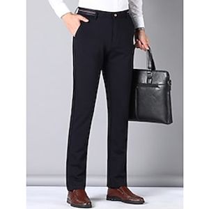 Men's Dress Pants Trousers Suit Pants High Rise Plain Comfort Breathable Formal Business Stylish Casual Black Dark Blue Micro-elastic Lightinthebox
