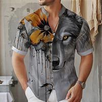 Graphic Prints Vintage Sailboat Vintage Men's Shirt Outdoor Street Casual Spring Summer Stand Collar Short Sleeve Gray S, M, L Polyester Shirt Lightinthebox