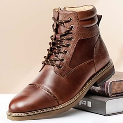 Men's Boots Retro Dress Shoes Walking Vintage Classic Casual Daily Leather Comfortable Booties  Ankle Boots Loafer Black Brown Spring Fall Lightinthebox