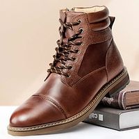 Men's Boots Retro Dress Shoes Walking Vintage Classic Casual Daily Leather Comfortable Booties  Ankle Boots Loafer Black Brown Spring Fall Lightinthebox - thumbnail