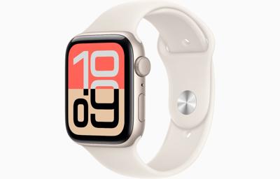 Apple Watch SE 3, GPS + Cellular, 44mm, Starlight Aluminum Case with Starlight Sport Band
