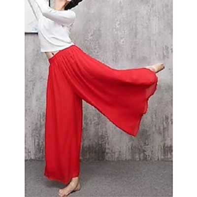 Women's Wide Leg Pants Trousers Full Length Chiffon High Cut High Waist Vacation Streetwear Outdoor Holiday Black White M L Winter Autumn  Fall Lightinthebox