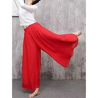 Women's Wide Leg Pants Trousers Full Length Chiffon High Cut High Waist Vacation Streetwear Outdoor Holiday Black White M L Winter Autumn  Fall Lightinthebox - thumbnail