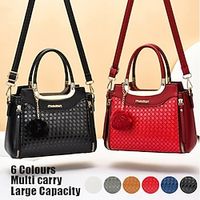 Women's Handbag Crossbody Bag Shoulder Bag Boston Bag PU Leather New Year Daily Holiday Pendant Zipper Large Capacity Durable Multi Carry Solid Color Patchwork Earthy yellow Black Red miniinthebox Women's Handbag Crossbody Bag Shoulder Bag Boston Bag PU Leather New Year Daily Holiday Pendant Zipper Large Capacity Durable Multi Carry Solid Color Patchwork Earthy yellow Black Red miniinthebox