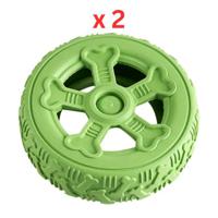 Miss Bear Green Rubber Tyre Dog Chew Toy - 5 inch - Medium Dogs (Pack Of 2)