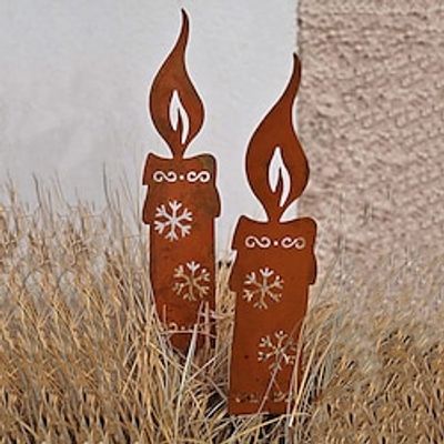 Rusty Candles Silhouette Christmas Garden Metal Decoration Rusty Pile Ground Insertion Crafts, Garden Stake Decor Xmas miniinthebox Rusty Candles Silhouette Christmas Garden Metal Decoration Rusty Pile Ground Insertion Crafts, Garden Stake Decor Xmas miniinthebox