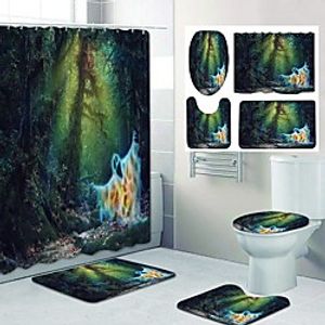 Halloween Fresh Seaside Pattern PrintingBathroom Shower Curtain Leisure Toilet Four-Piece Design miniinthebox