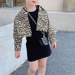 Kids Girls' SkirtSet Clothing Set 2 Pieces Long Sleeve Black Leopard Vacation Cute Sweet 2-6 Years miniinthebox