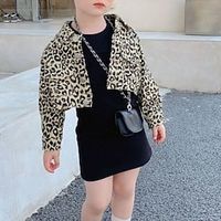 Kids Girls' SkirtSet Clothing Set 2 Pieces Long Sleeve Black Leopard Vacation Cute Sweet 2-6 Years miniinthebox - thumbnail