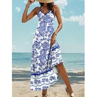 Women's Knit Dress Graphic Print Strap Long Dress Maxi Dress Hawaiian Vacation Sleeveless Summer Lightinthebox