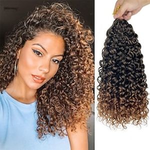 14 Inch 8 Packs Curly Crochet Hair for Black Women Ombre Dark Brown Color Wavy Beach Curls Crochet Hair Water Wave Go Go Crotchet Hair Synthetic Curly Braiding Hair Extensions miniinthebox