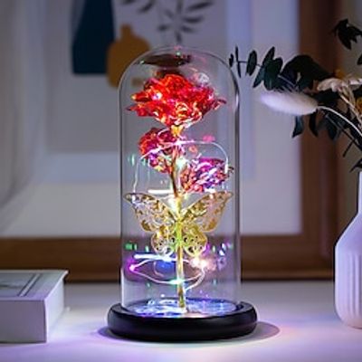 Rose Flower Gifts for Women,Birthday Gifts For Women,Womens Gifts for Christmas,Mom Gift For Xmas,Colorful Rainbow Artificial Flower Rose Light Up Rose in A Glass Dome,Flower Gifts For Her,Anniversary miniinthebox