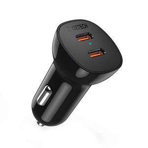 Choetech Pd 40w Dual Usb-c Car Charger-(Black)-(Tc0008-bk)