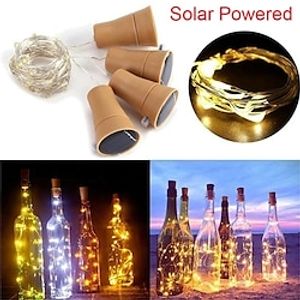 Solar Powered Wine Bottle Cork Festival Outdoor Light Garland Lights Outdoor Fairy Light 2M 20 LEDs Copper Wire String Light Lightinthebox