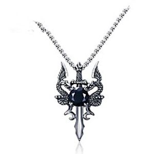 Men's Cubic Zirconia Pendant Necklace franco chain Rosary Chain Dragon Animal Stainless Steel Silver Necklace Jewelry One-piece Suit For Gift Daily miniinthebox