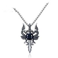 Men's Cubic Zirconia Pendant Necklace franco chain Rosary Chain Dragon Animal Stainless Steel Silver Necklace Jewelry One-piece Suit For Gift Daily miniinthebox - thumbnail