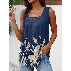 Women's T shirt Tee Blue Sleeveless Square Neck Summer Lightinthebox