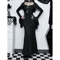 Women's Prom Dress Party Dress Sheath Dress Long Dress Maxi Dress Black Long Sleeve Pure Color Ruffle Spring Fall Winter U Neck Fashion Winter Dress Halloween Birthday 2023 S M L Lightinthebox - thumbnail