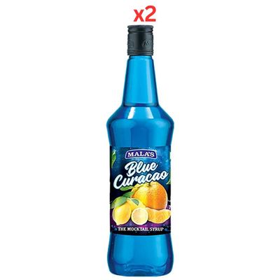 Malas Mocktail Syrup Blue Curacao 750ML (Pack of 2)