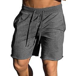 Men's Sweatpants Sweat Shorts Shorts Summer Shorts Drawstring Elastic Waist Straight Leg Solid Color Comfort Breathable Knee Length Casual Daily Fashion Streetwear Black Light Grey Inelastic Lightinthebox