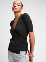 Ribbed Wrap-Front Top - thumbnail