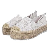 Women's Slip-Ons Espadrilles Comfort Shoes Plus Size Outdoor Daily Lace Platform Flat Heel Round Toe Cute Elegant Casual Elastic Fabric Loafer Solid Color Leopard Print Black White Lightinthebox - thumbnail